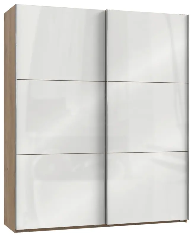 Schwebet&uuml;renschrank Level 36D ca. 200 cm Wei&szlig;/Eiche Dekor