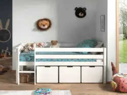 Hochbett Pino mit 3 Schubk&auml;sten ca.90x200cm Wei&szlig;