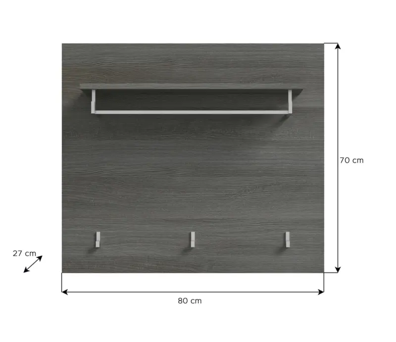 Garderobenpaneel Salsa ca. 80x70x27 cm Wei&szlig;/Rauchsil.