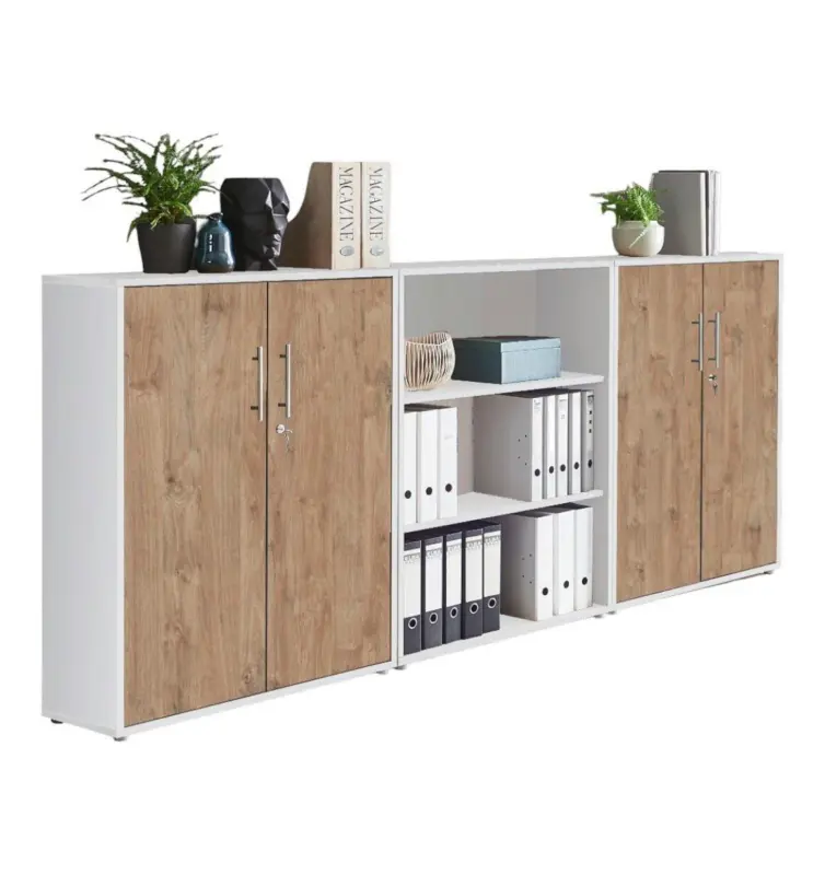 Aktenschrank Office Edition Sw Set 9 Wei&szlig;/Eichefarben