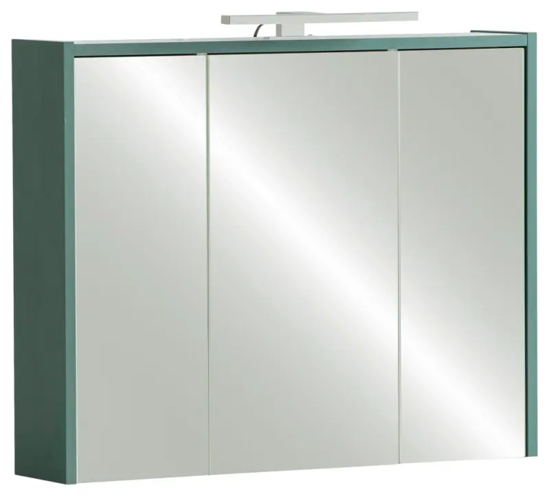 Spiegelschrank Lovis Dunkelgr&uuml;n mit LED 3-t&uuml;rig