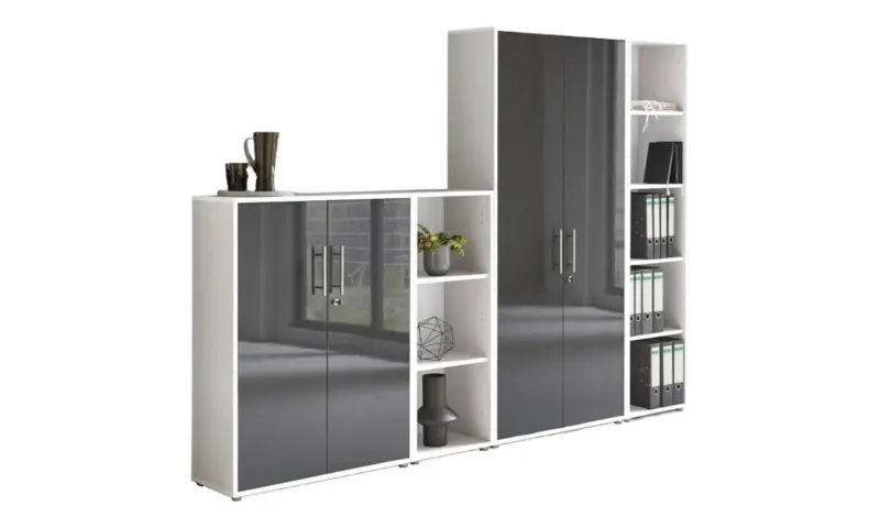 Aktenschrank Office Edition Sw Set 4 Wei&szlig;/Anthrazit