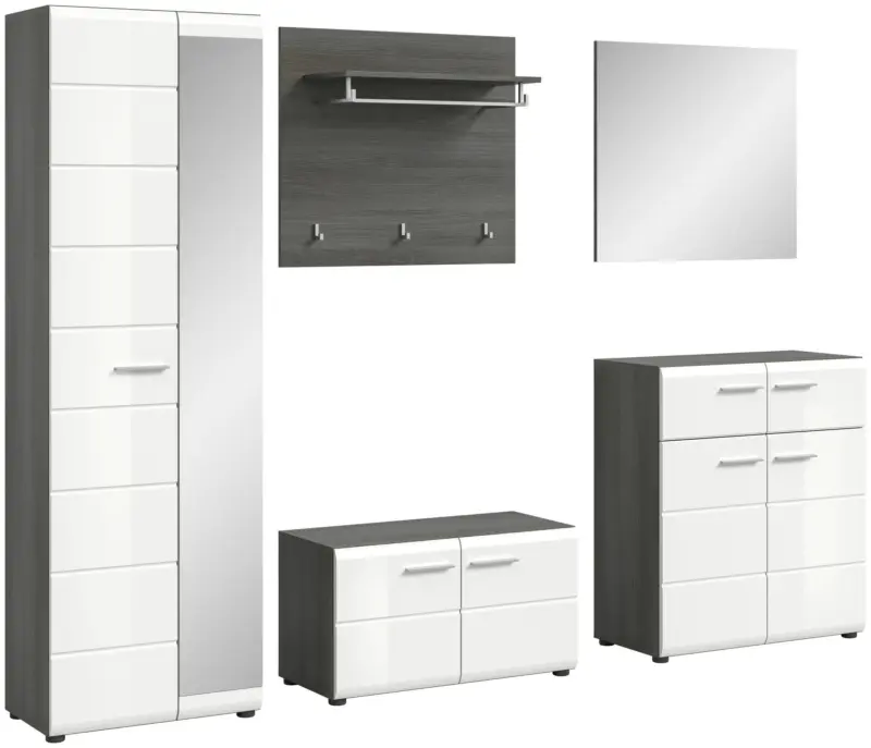 Garderobe Salsa 5-tlg. ca. 250x192 cm Wei&szlig;/Rauchsilb.