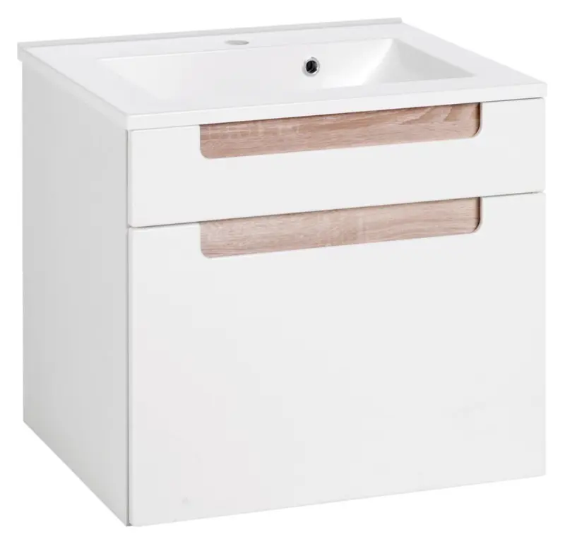 Waschtischkombination Siena ca. 60 cm Weiss/Eiche Sonoma