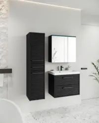 Badezimmer Toronto 4-tlg. ca. 90 cm inkl. LED Schwarz