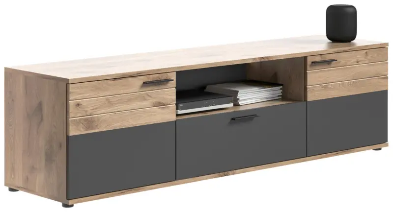 Lowboard Mason ca. 194x53x47 cm Eiche/Grau