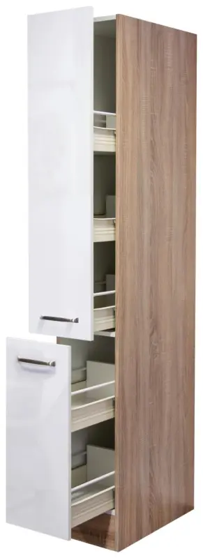 Apothekerschrank Wei&szlig; Hochglanz/Eiche