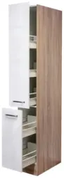 Apothekerschrank Wei&szlig; Hochglanz/Eiche