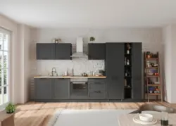 K&uuml;chenzeile Meran ohne Ger&auml;te ca. 360 cm Grau/Eiche