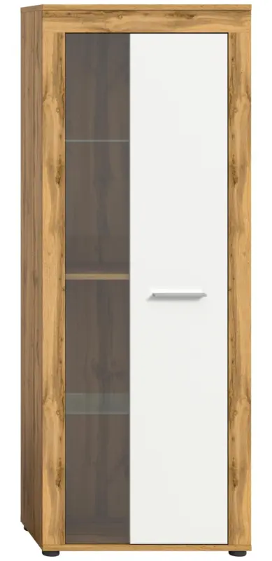 Vitrine Jam ca. 60x159x35 cm Eiche/Wei&szlig;
