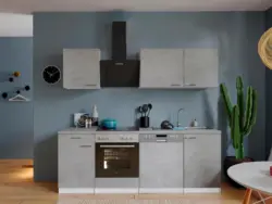 K&uuml;chenblock Malia m. Ger&auml;ten Grau/Wei&szlig;