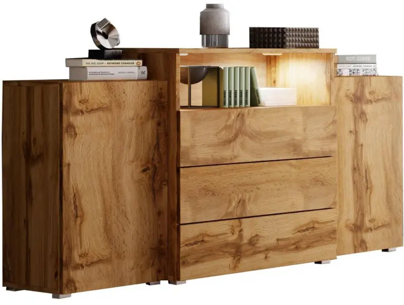Sideboard Urban III mit LED ca. 150x69 cm Eiche Wotan