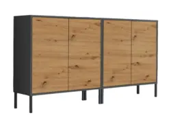 Sideboard Mailand Set 2 Anthrazit/Eiche