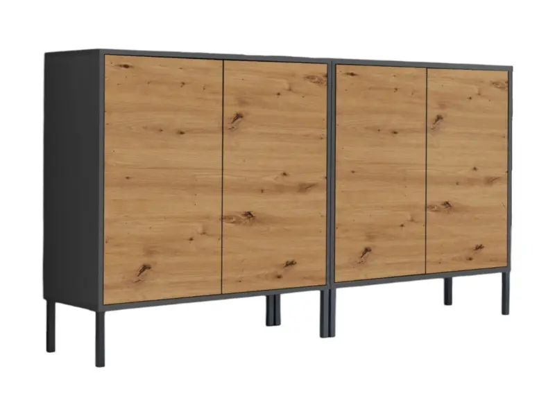 Sideboard Mailand Set 2 Anthrazit/Eiche
