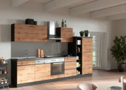 K&uuml;chenblock Turin ohne Ger&auml;te ca. 330 cm Eiche/Grau