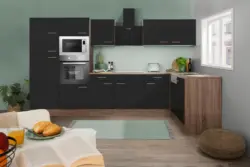 Eckk&uuml;che Oliver mit Ger&auml;ten ca. 340x172 cm Schwarz