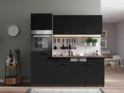 K&uuml;chenblock Oliver mit Ger&auml;ten ca. 205 cm Schwarz