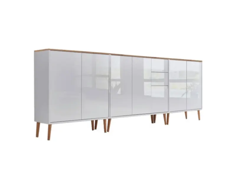 Sideboard Mailand Set 6 Wei&szlig;/Eiche