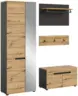 Garderobe Canu 3-teilig ca. 160x190x37cm Eiche Dekor,Grau