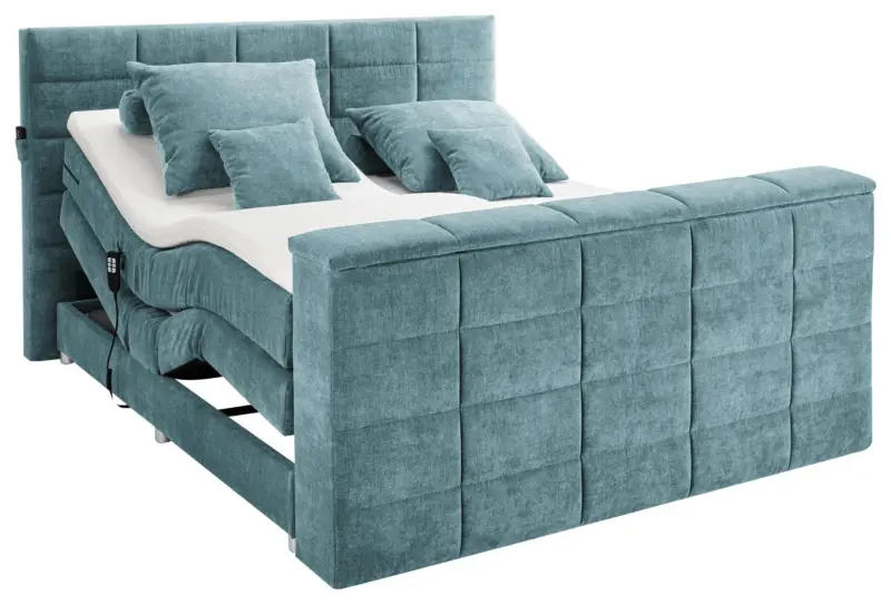 Boxspringbett Denver Petrol ca. 180x200 cm mit Topper