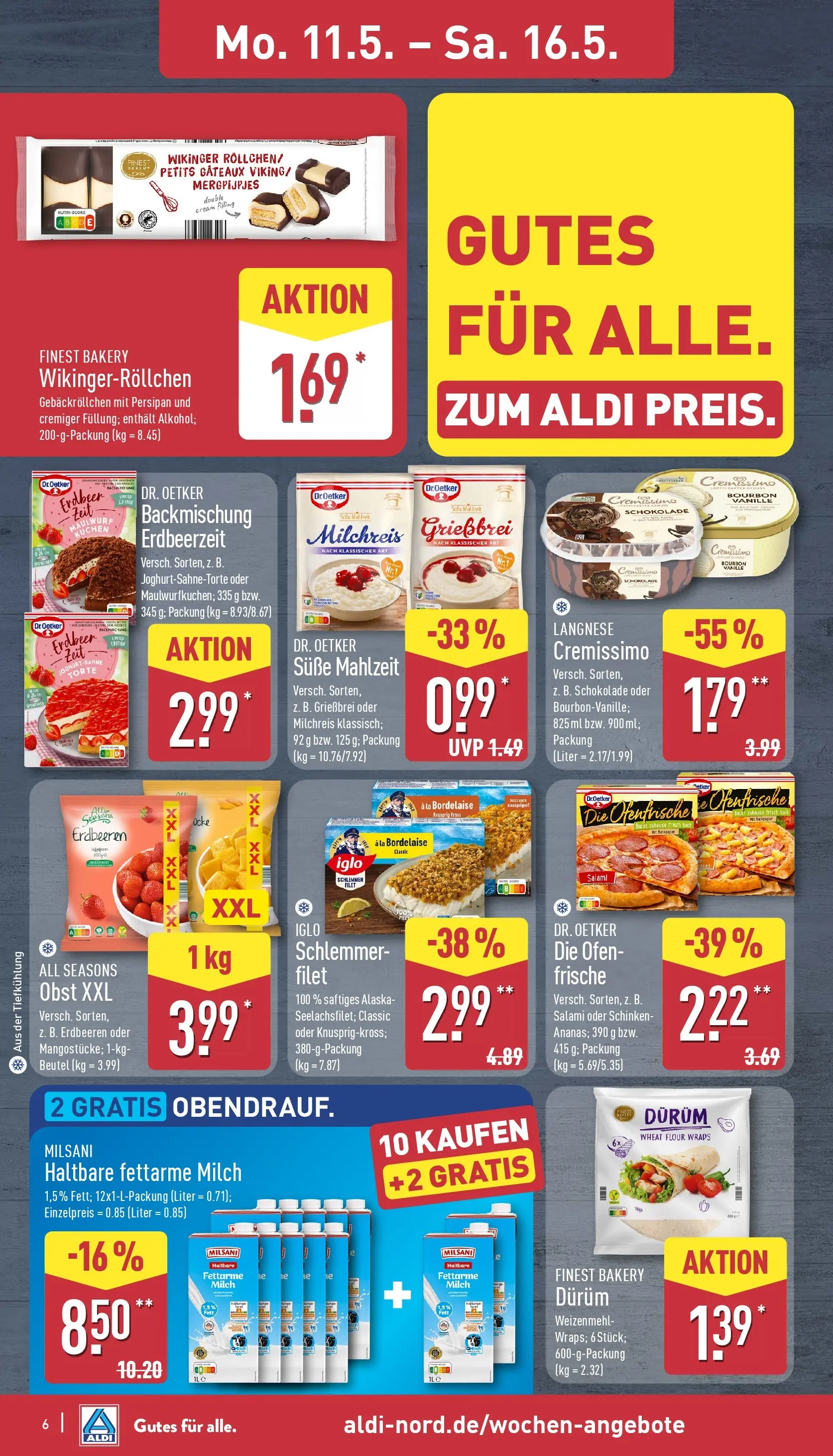 Aldi - ALDI Nord: Wochenangebote (ab 10.05.2026) » Angebote Online | Seite: 6 | Produkte: Langnese, Iglo, Obst, Erdbeeren