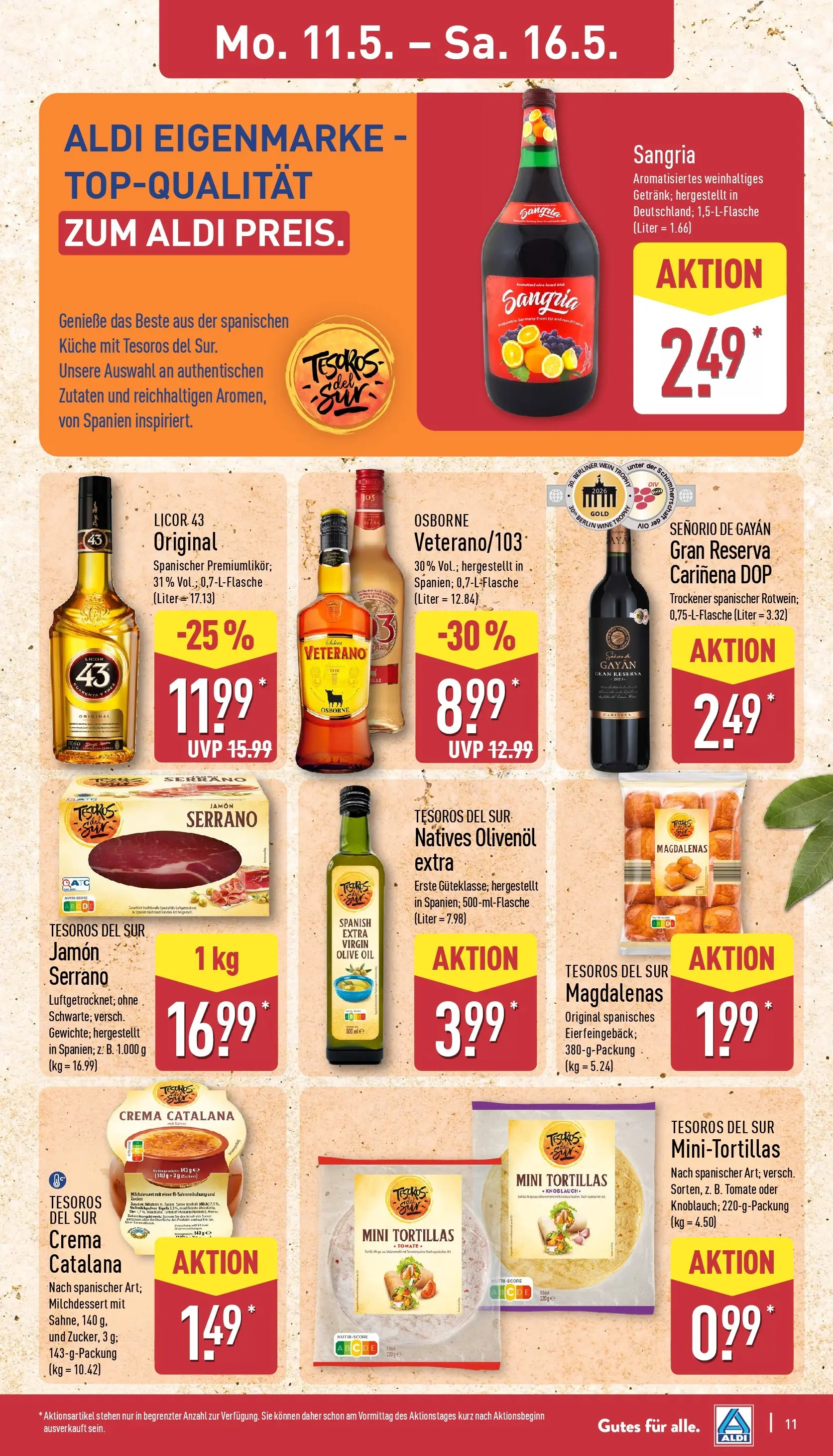 Aldi - ALDI Nord: Wochenangebote (ab 10.05.2026) » Angebote Online | Seite: 11 | Produkte: Osborne, Olivenol, Küche, Sahne