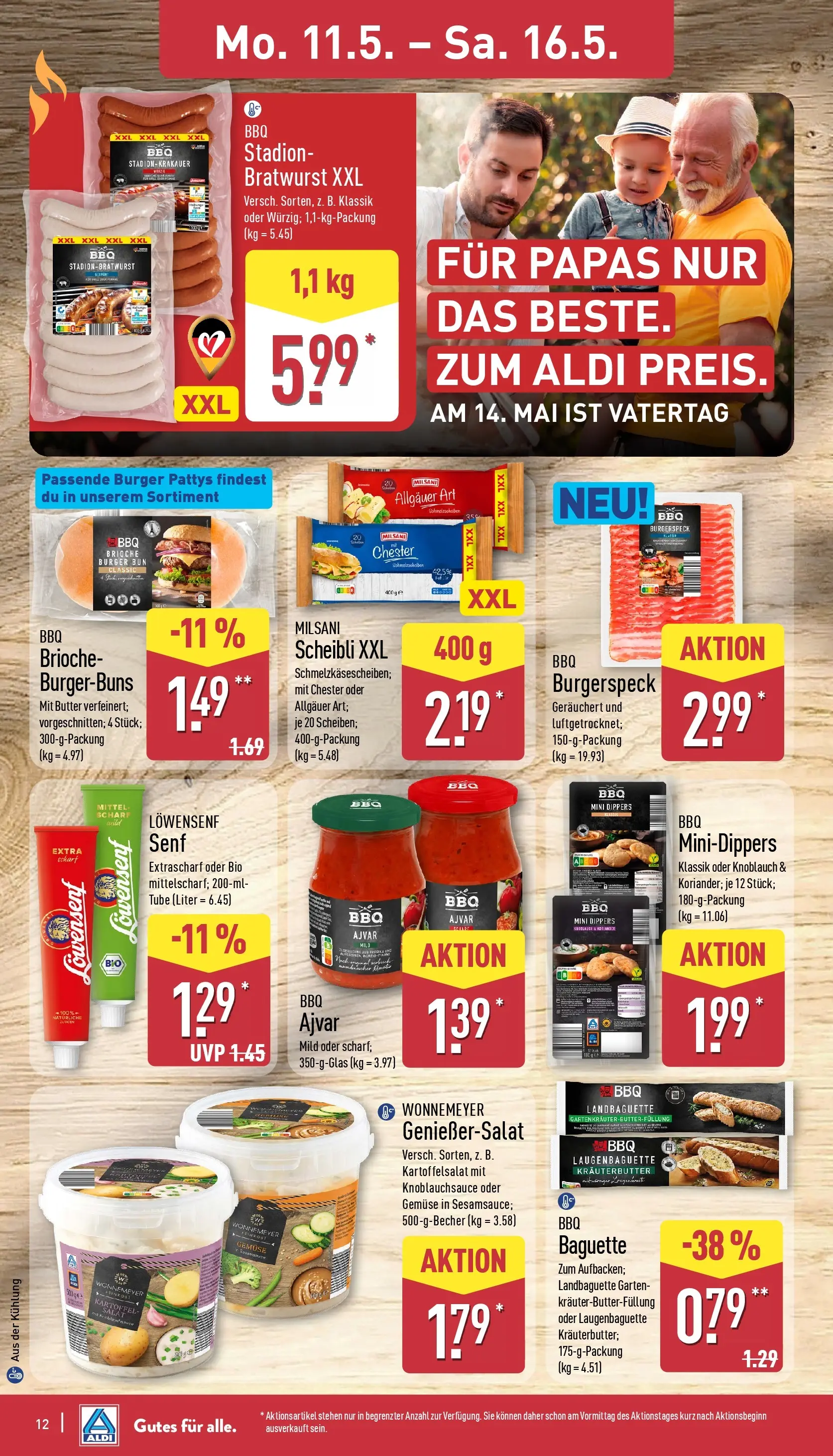 Aldi - ALDI Nord: Wochenangebote (ab 10.05.2026) » Angebote Online | Seite: 12 | Produkte: Butter, Bratwurst, Burger, Burger bun