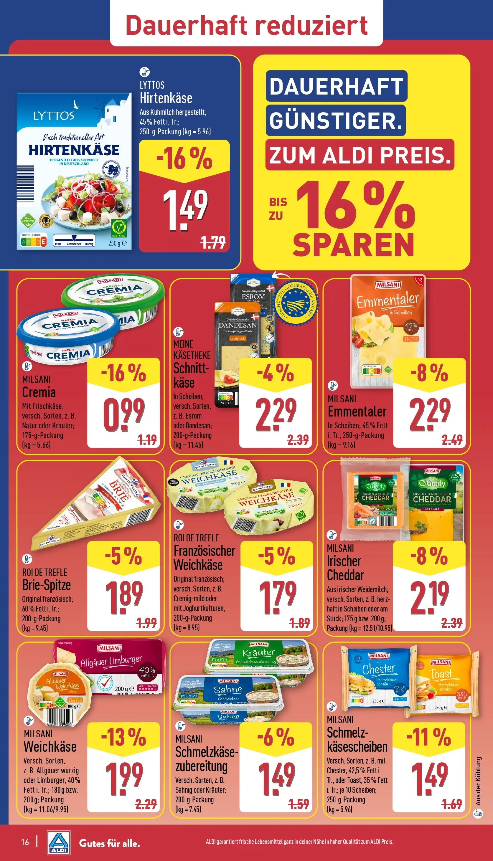 Aldi - ALDI Nord: Wochenangebote (ab 10.05.2026) » Angebote Online | Seite: 16 | Produkte: Käse, Sahne, Frischkase