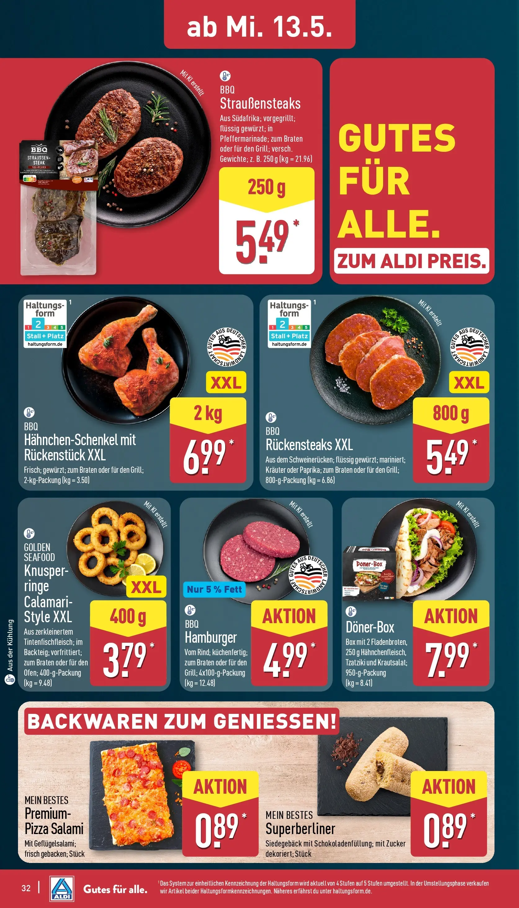 Aldi - ALDI Nord: Wochenangebote (ab 10.05.2026) » Angebote Online | Seite: 32 | Produkte: Hahnchenschenkel, Zucker, Salami, Steak