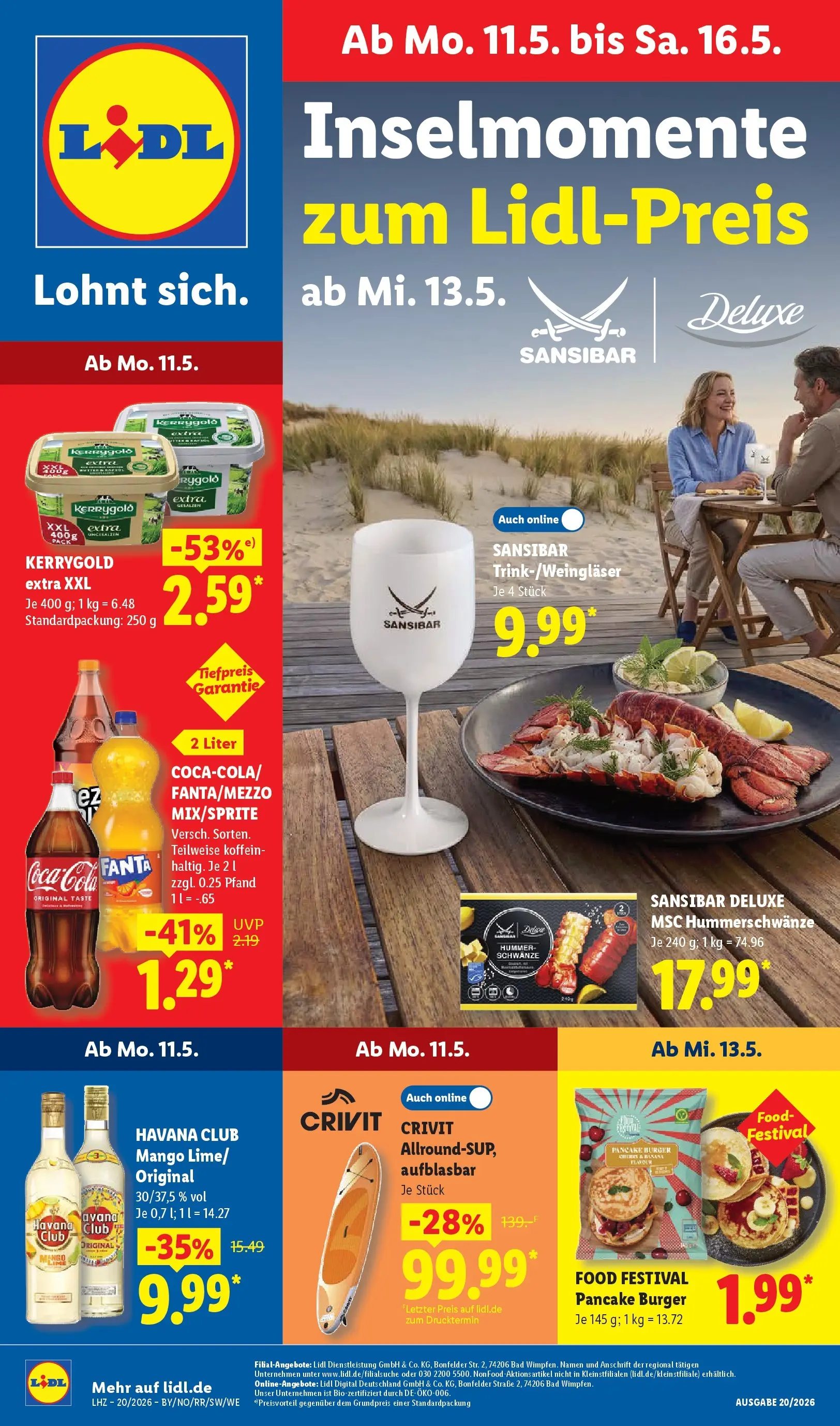Lidl Prospekt Wahlstedt (ab 11.05.2026) zum Blättern » Angebote | Seite: 1 | Produkte: Fanta, Cola, Burger, Mango