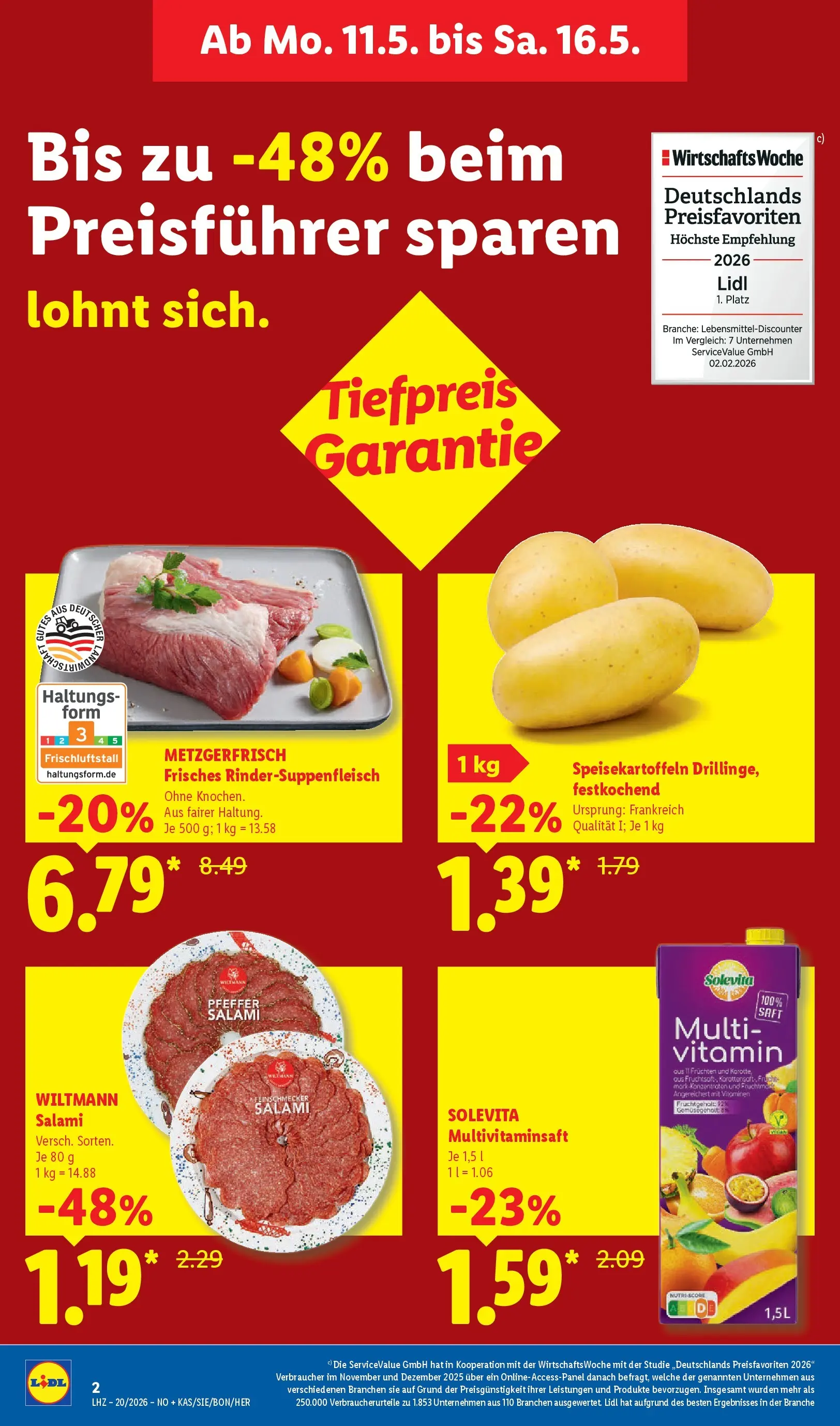 Lidl Prospekt Wahlstedt (ab 11.05.2026) zum Blättern » Angebote | Seite: 6 | Produkte: Salami, Saft