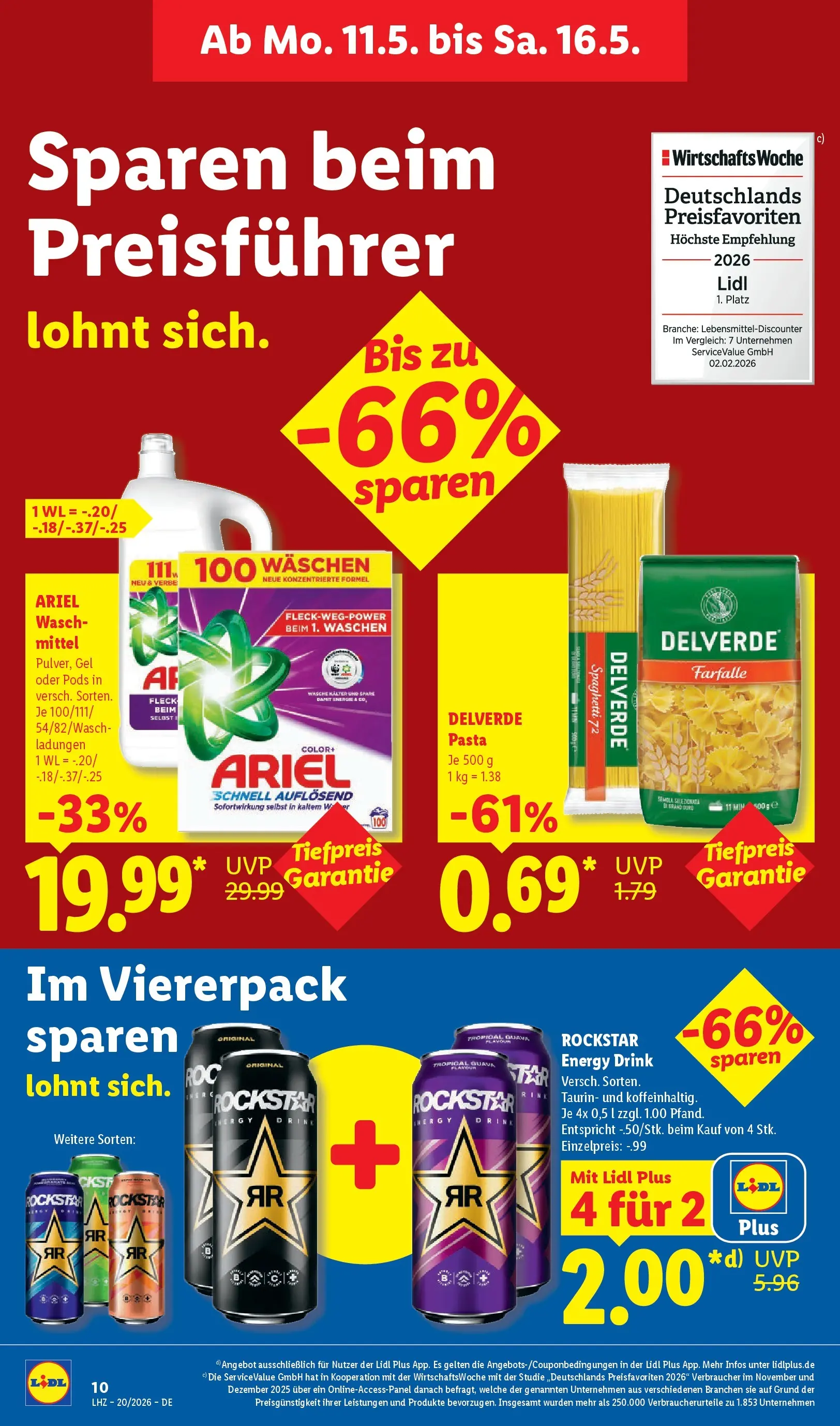 Lidl Prospekt Wahlstedt (ab 11.05.2026) zum Blättern » Angebote | Seite: 18 | Produkte: Energy, Ariel, Rockstar, Pasta