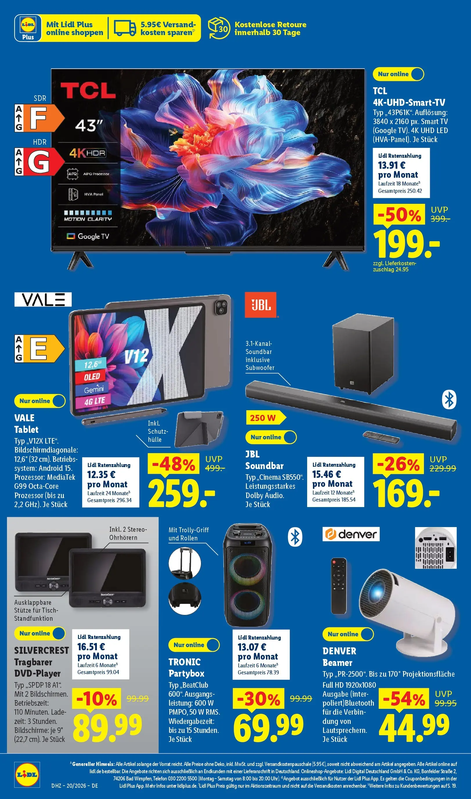 Lidl Prospekt Wahlstedt (ab 11.05.2026) zum Blättern » Angebote | Seite: 52 | Produkte: Smart TV, Soundbar, Tablet, Beamer