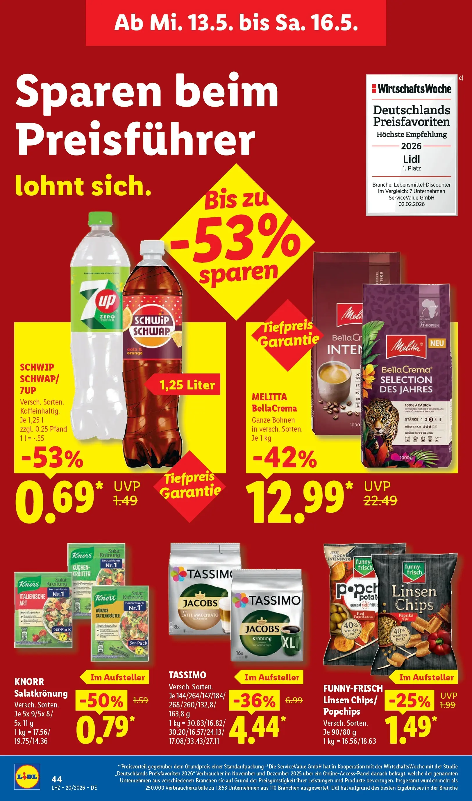 Lidl Prospekt Wahlstedt (ab 11.05.2026) zum Blättern » Angebote | Seite: 70 | Produkte: Melitta, Funny frisch, Knorr, Chips