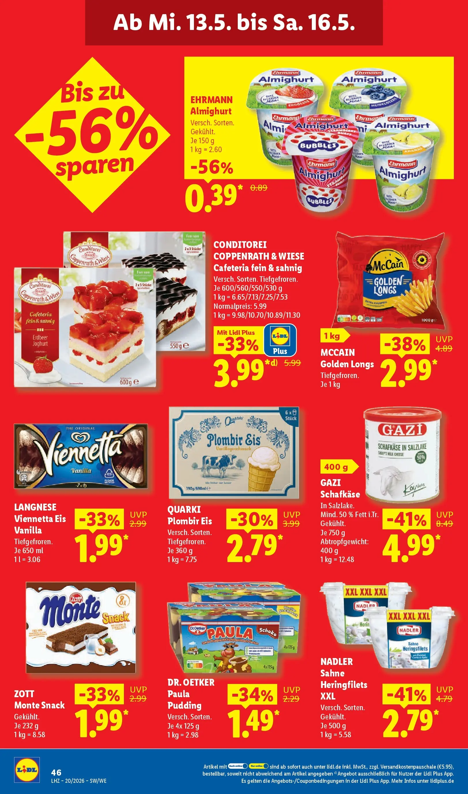 Lidl Prospekt Einbeck (ab 11.05.2026) zum Blättern » Angebote | Seite: 72 | Produkte: Joghurt, McCain, Pudding, Sahne