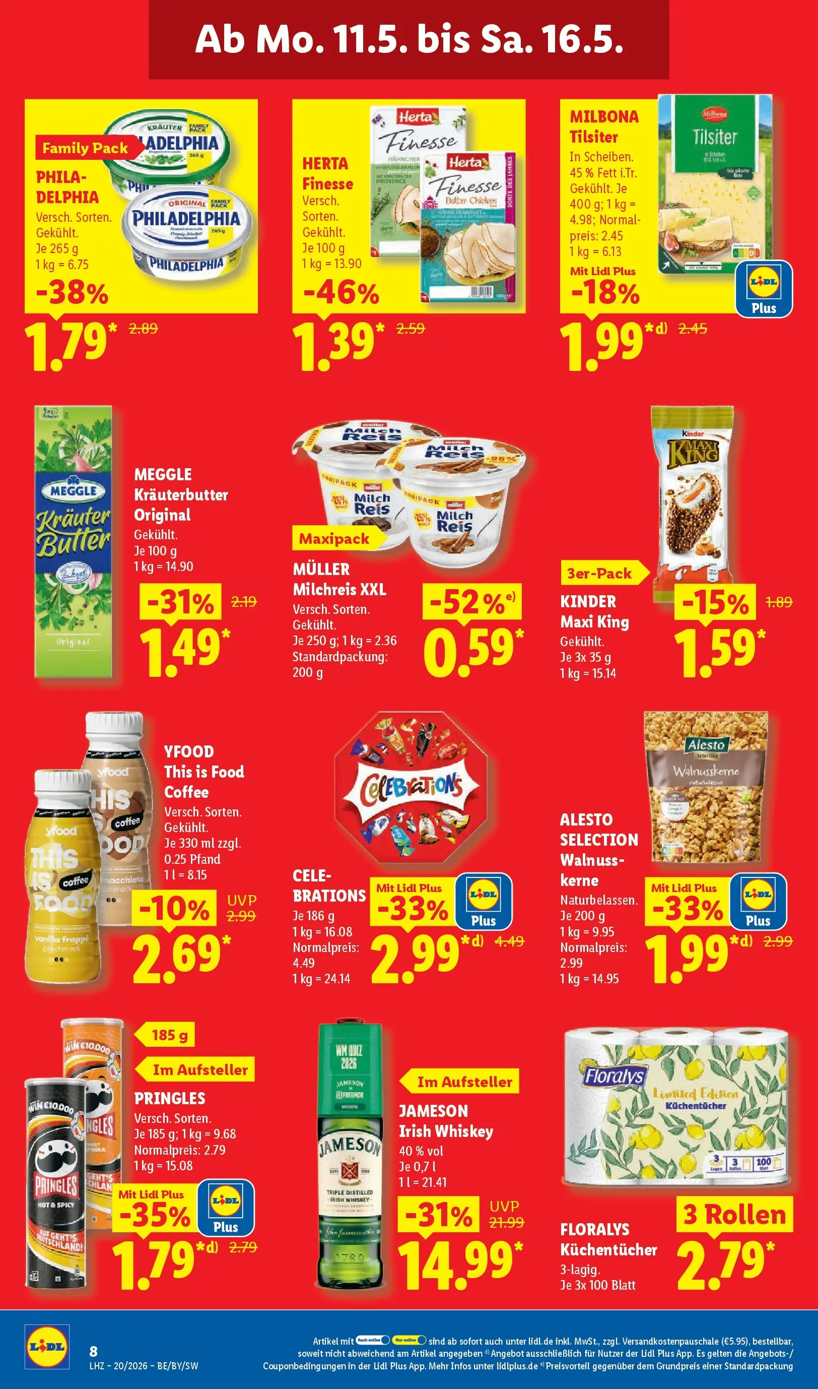 Lidl Prospekt Weikersheim (ab 11.05.2026) zum Blättern » Angebote | Seite: 16 | Produkte: Milch, Kräuterbutter, YFood, Pringles
