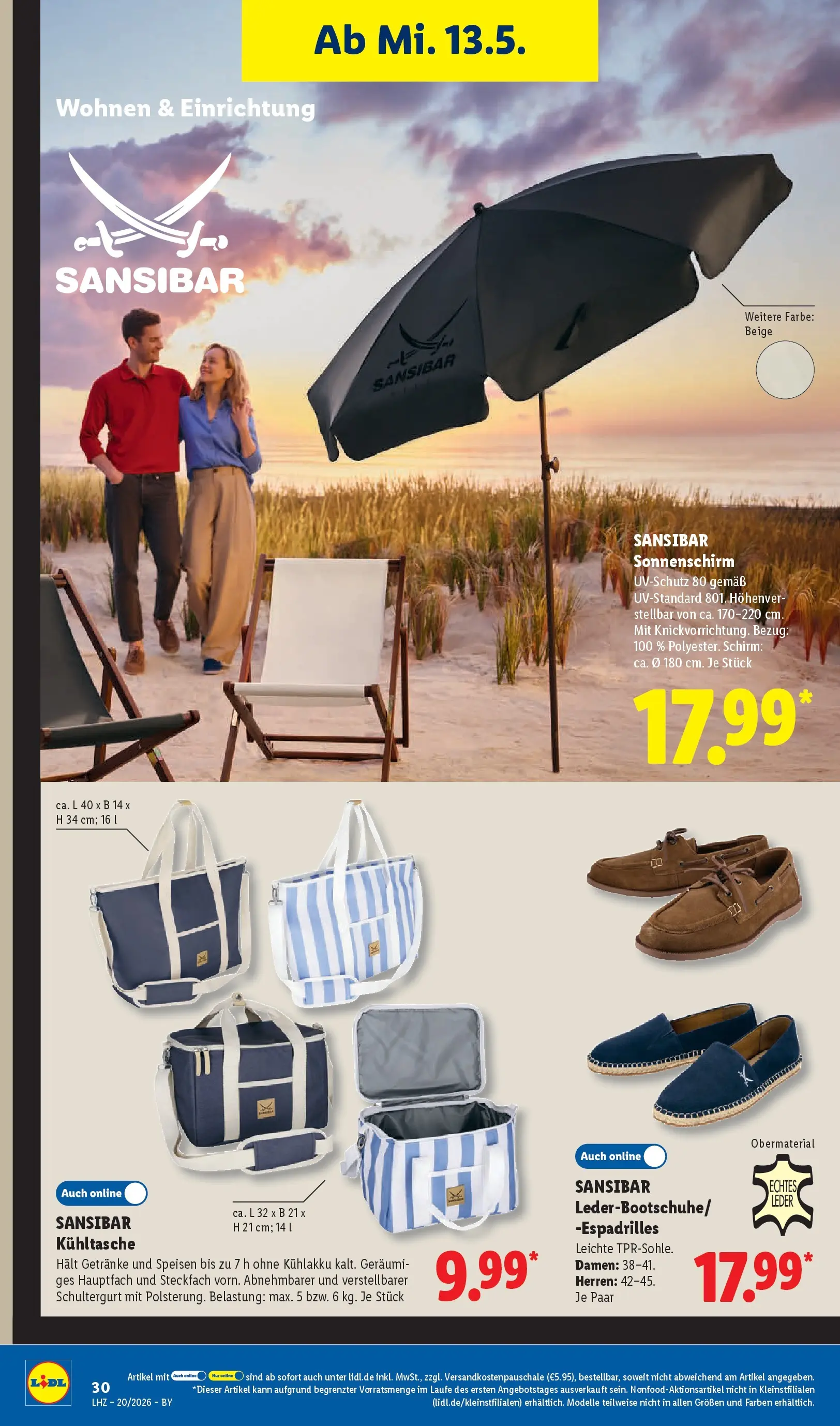 Lidl Prospekt Hof-innenstadt (ab 11.05.2026) zum Blättern » Angebote | Seite: 54 | Produkte: Sonnenschirm, Espadrilles