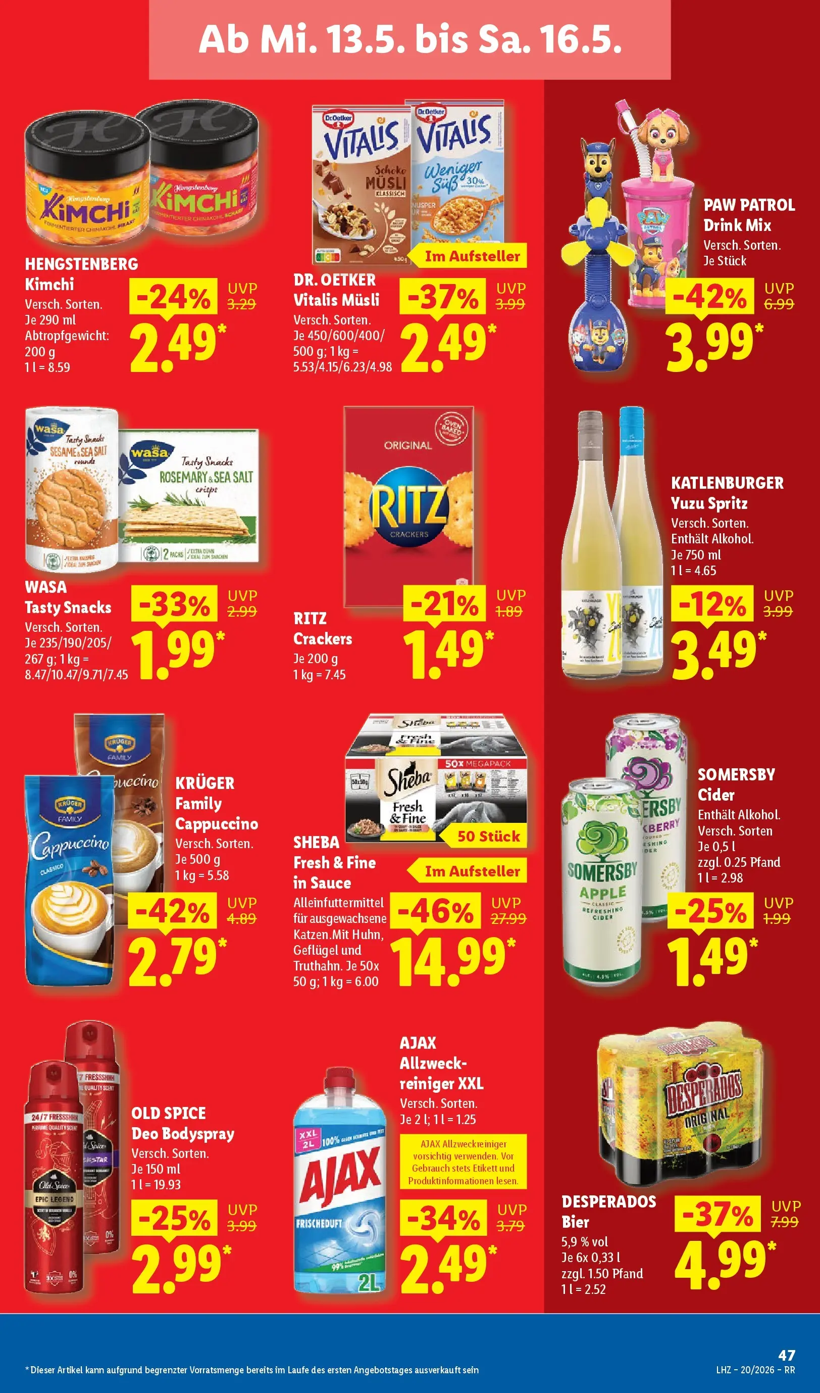 Lidl Prospekt Düsseldorf (ab 11.05.2026) zum Blättern » Angebote | Seite: 69 | Produkte: Musli, Bier, Desperados, Chinakohl