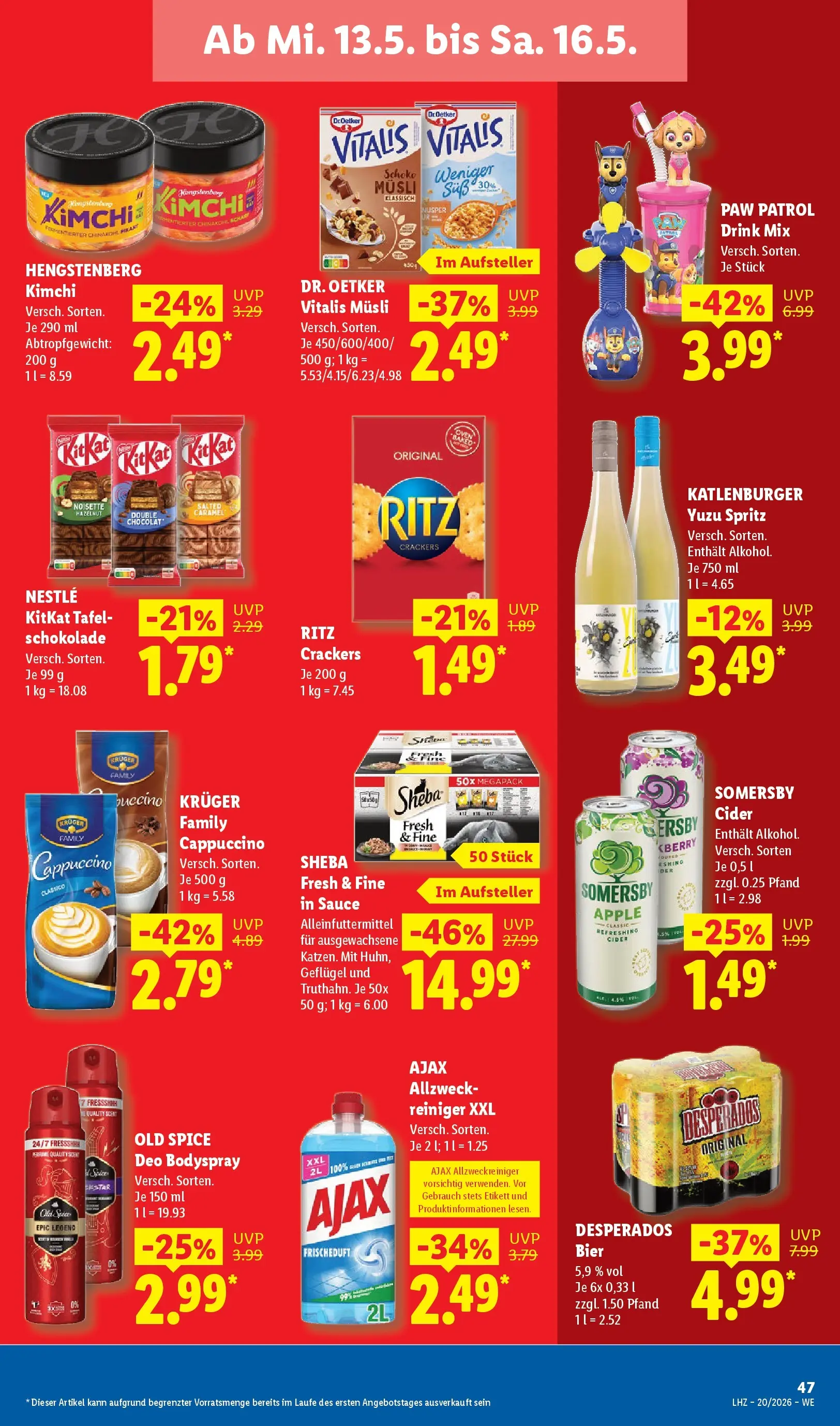 Lidl Prospekt Künzell (ab 11.05.2026) zum Blättern » Angebote | Seite: 69 | Produkte: Musli, Sheba, Schokolade, Desperados