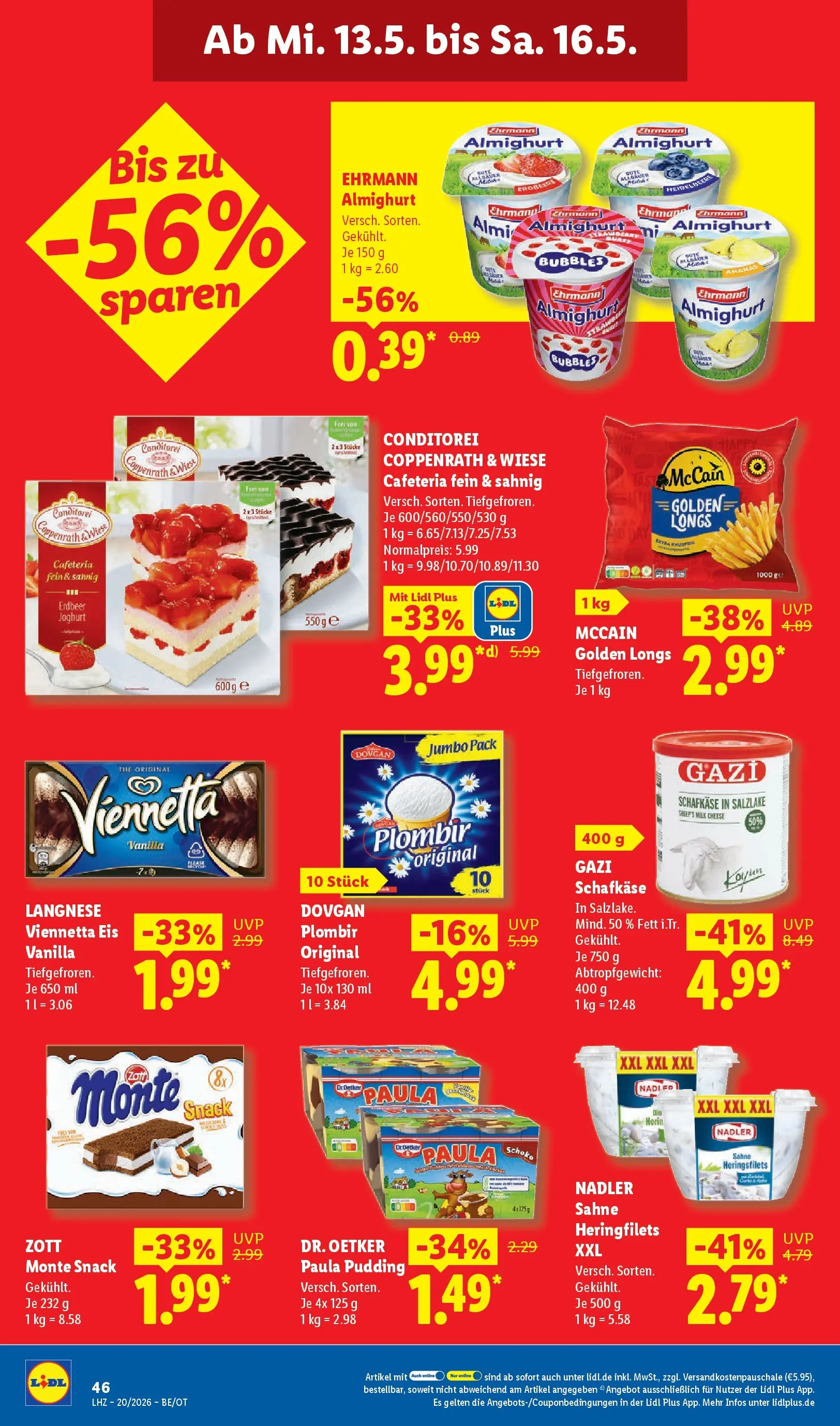 Lidl Prospekt Mahlow (ab 11.05.2026) zum Blättern » Angebote | Seite: 72 | Produkte: Langnese, Ehrmann almighurt, Pudding, Sahne