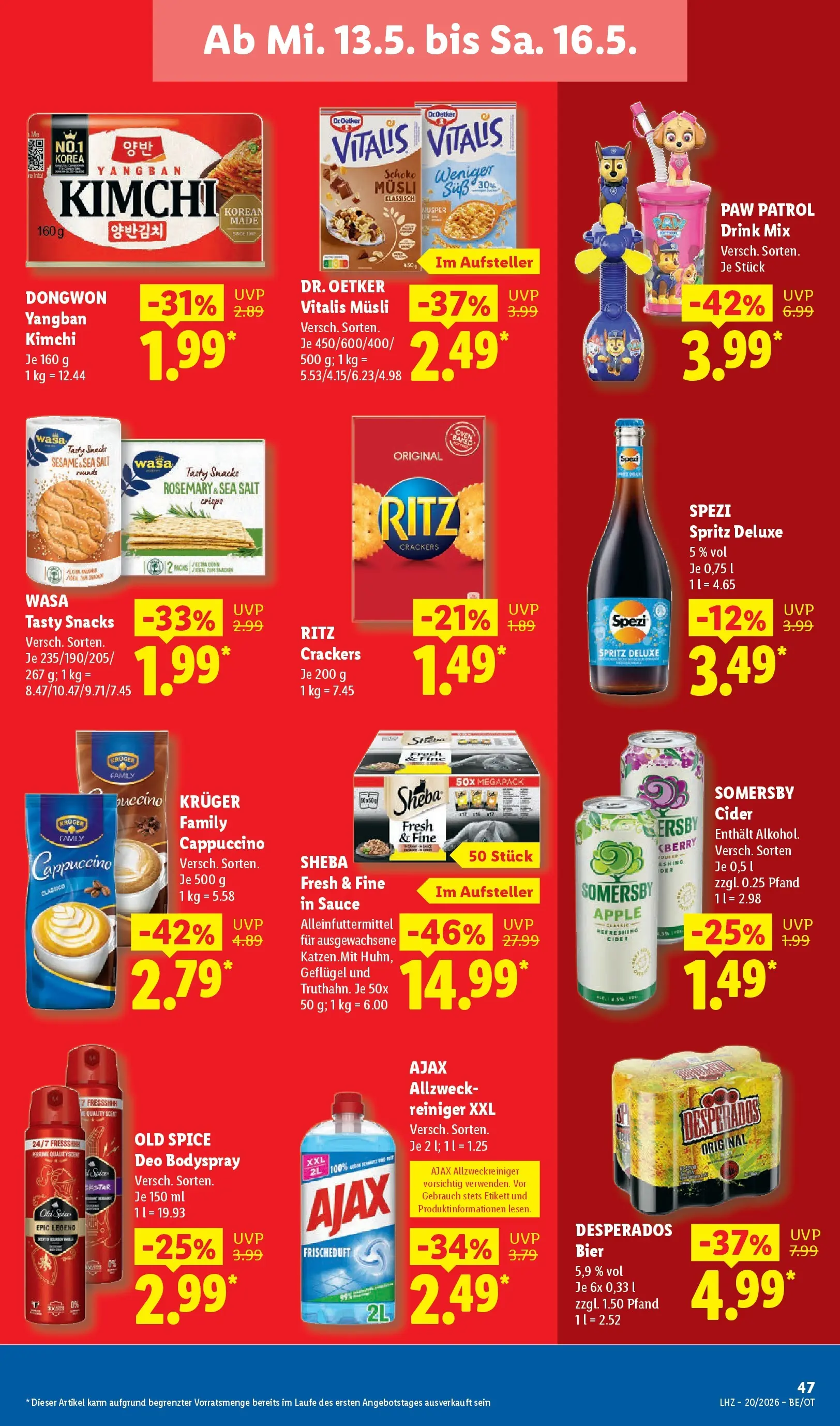 Lidl Prospekt Mahlow (ab 11.05.2026) zum Blättern » Angebote | Seite: 73 | Produkte: Musli, Sheba, Bier, Desperados