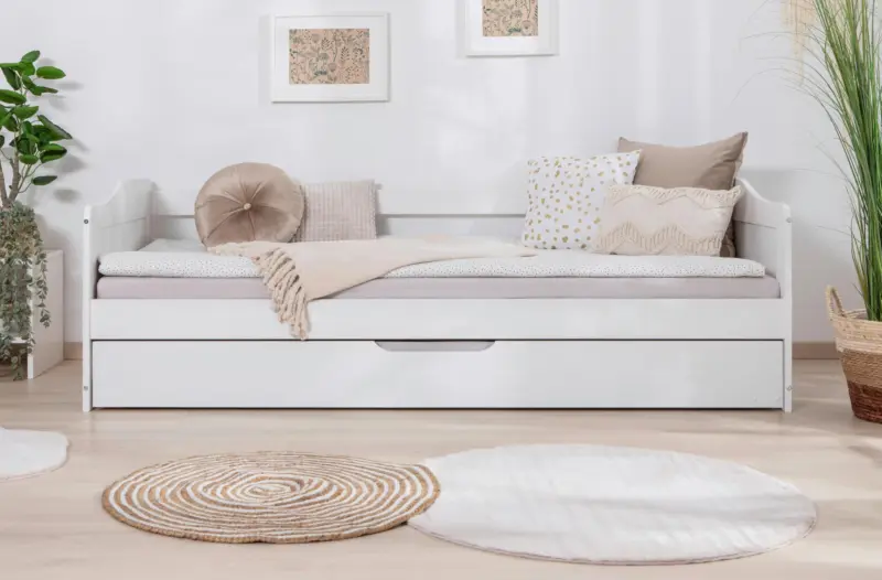 Ausziehbett Melinda ca. 204x96x63 cm Kiefer Wei&szlig;