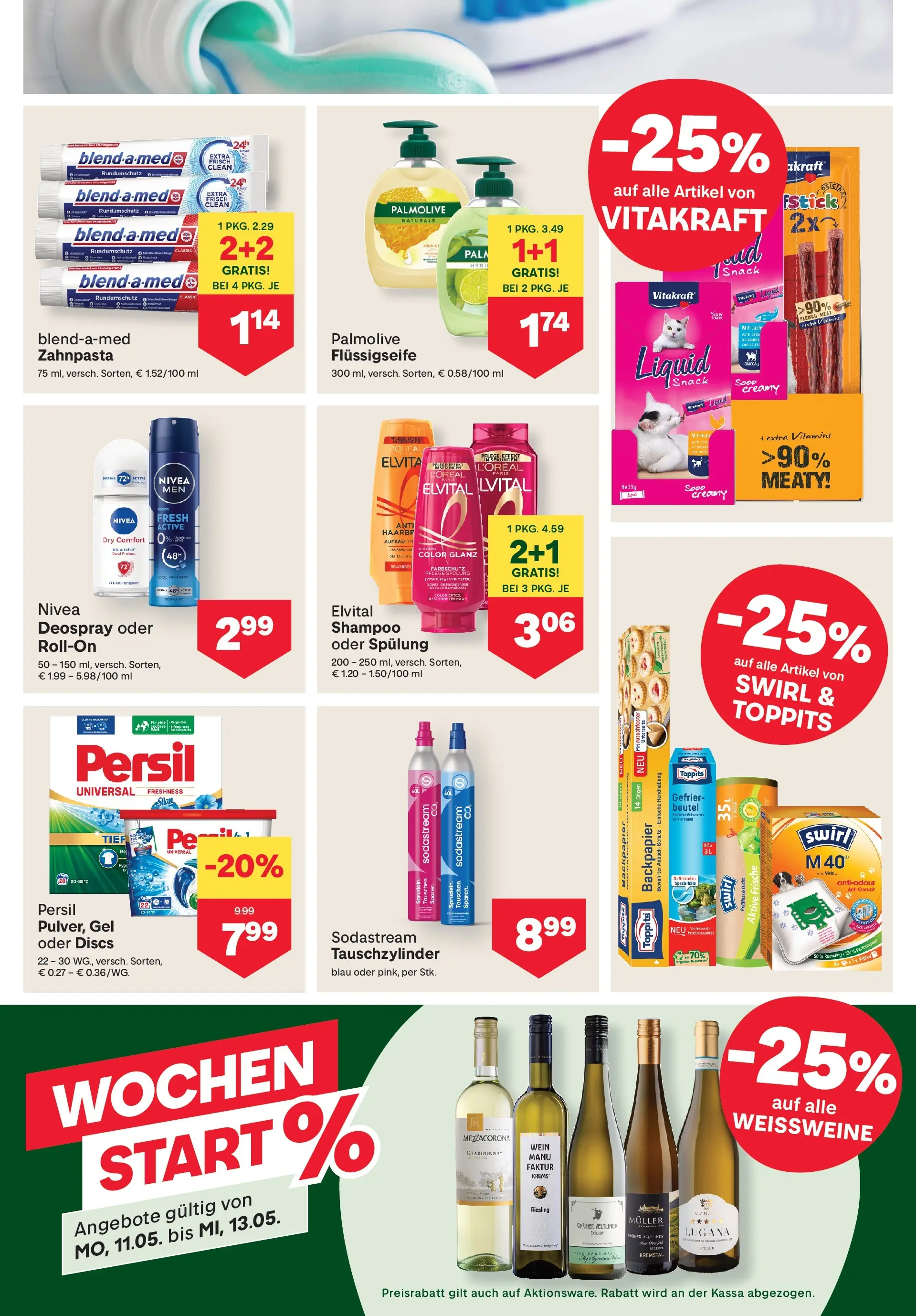 MPREIS St.Gallenkirch von 07.05.2026 - Aktuelle Angebote | Seite: 15 | Produkte: Shampoo, Spülung, Wein, Zahnpasta