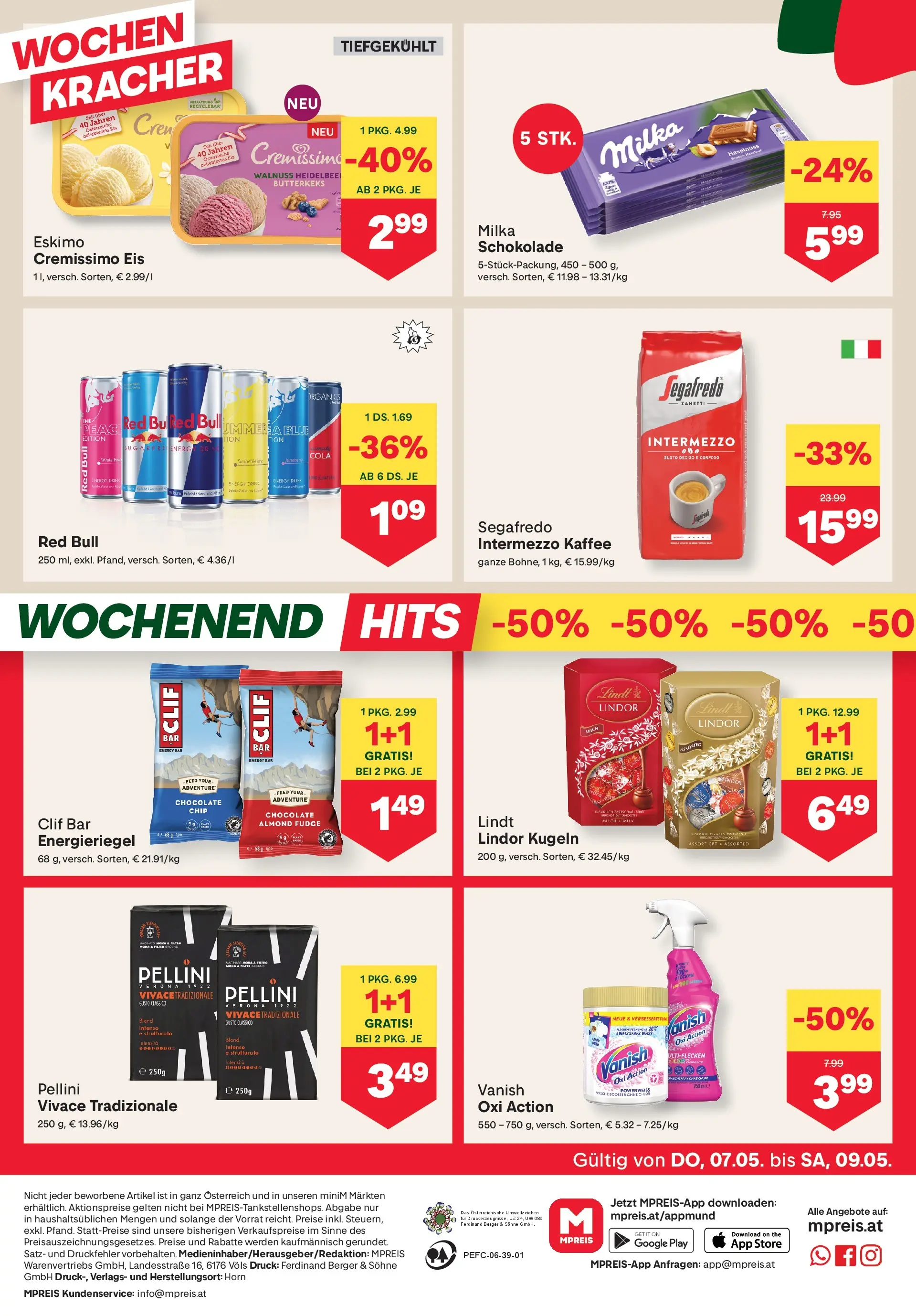 MPREIS St.Gallenkirch von 07.05.2026 - Aktuelle Angebote | Seite: 16 | Produkte: Eis, Milch, Kaffee, Schokolade