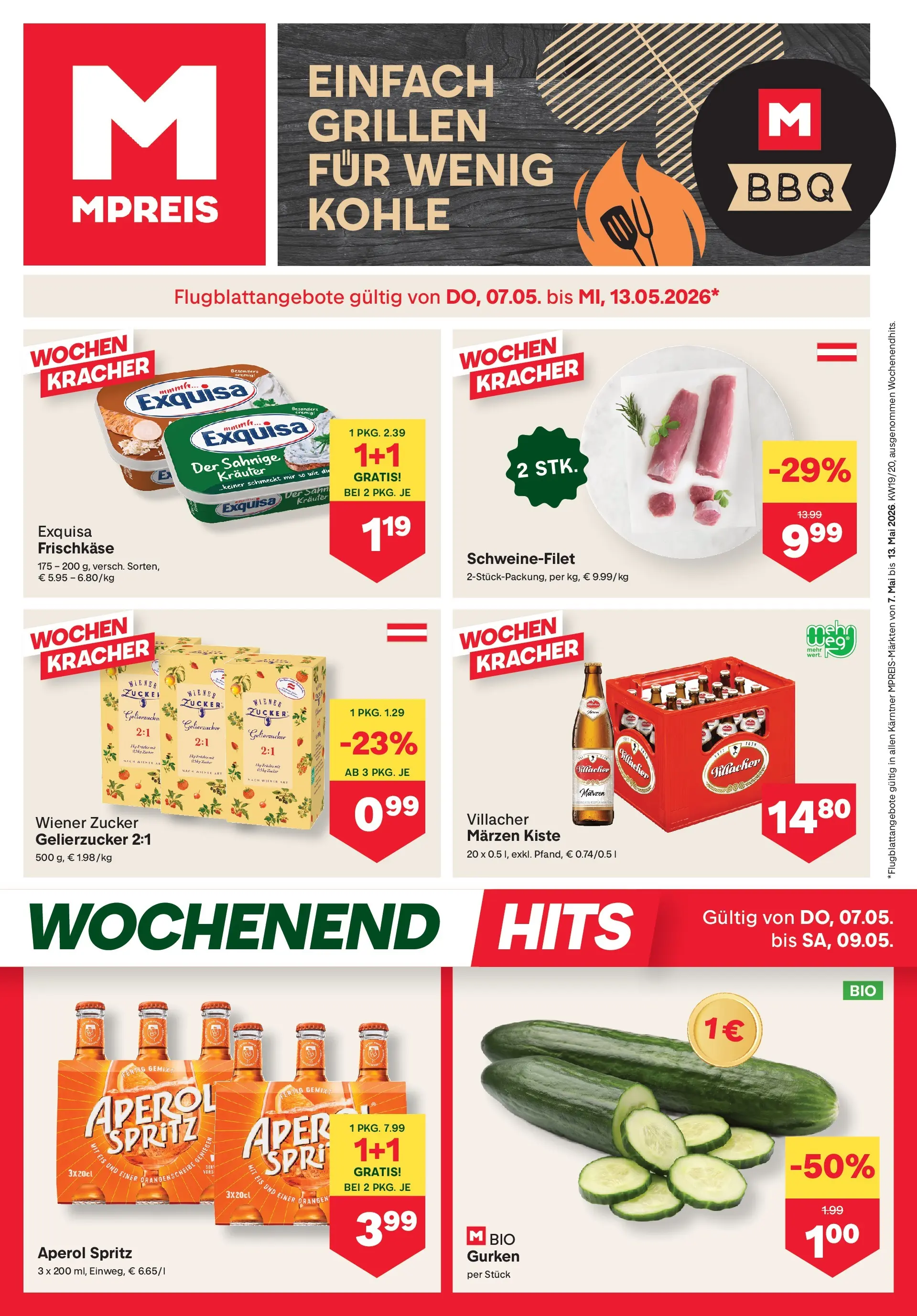 MPREIS Velden von 07.05.2026 - Aktuelle Angebote | Seite: 1 | Produkte: Gurken, Eis, Zucker