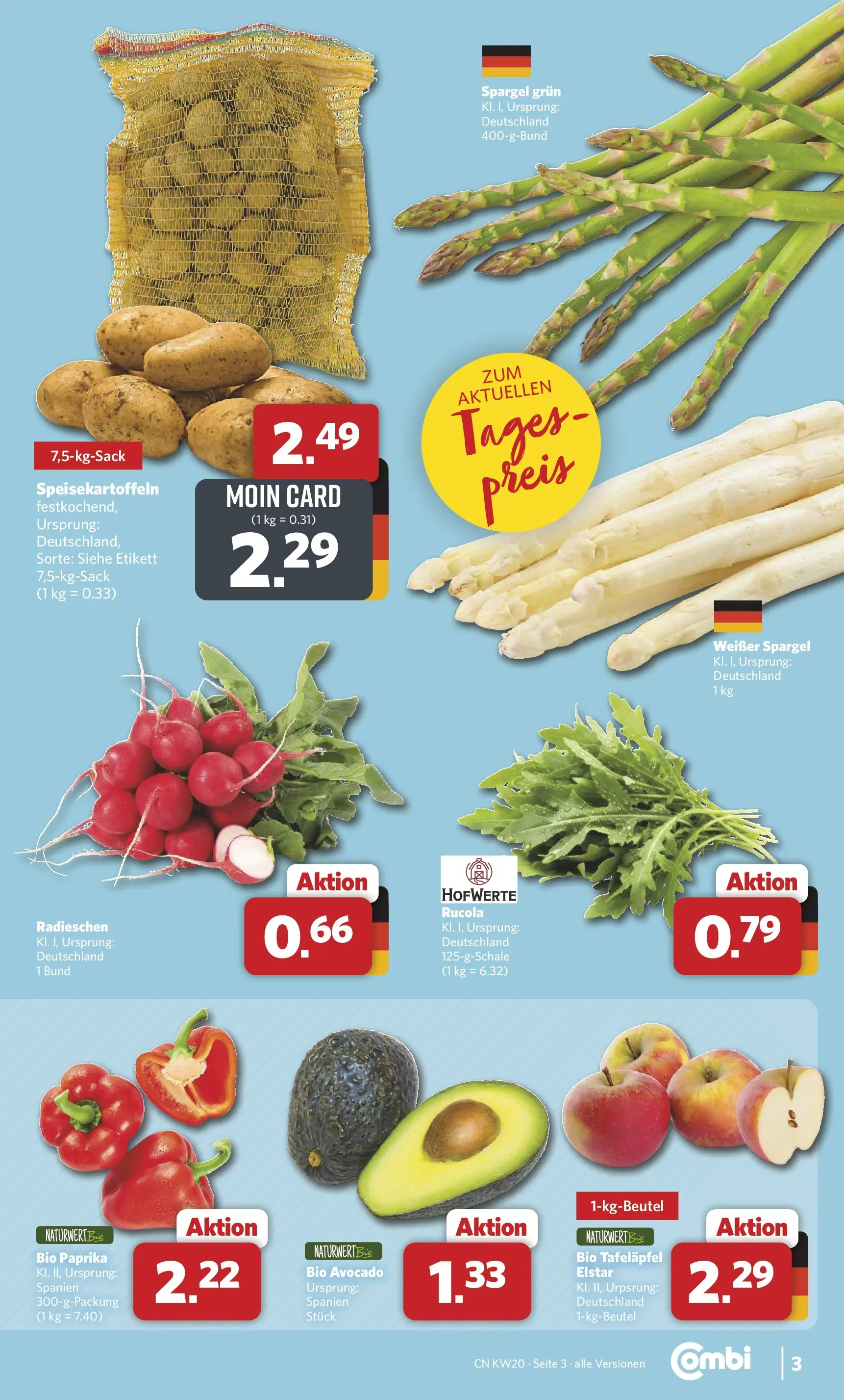 Combi Prospekt Detmold (ab 11.05.2026) zum Blättern | Seite: 3 | Produkte: Rucola, Spargel, Avocado, Paprika