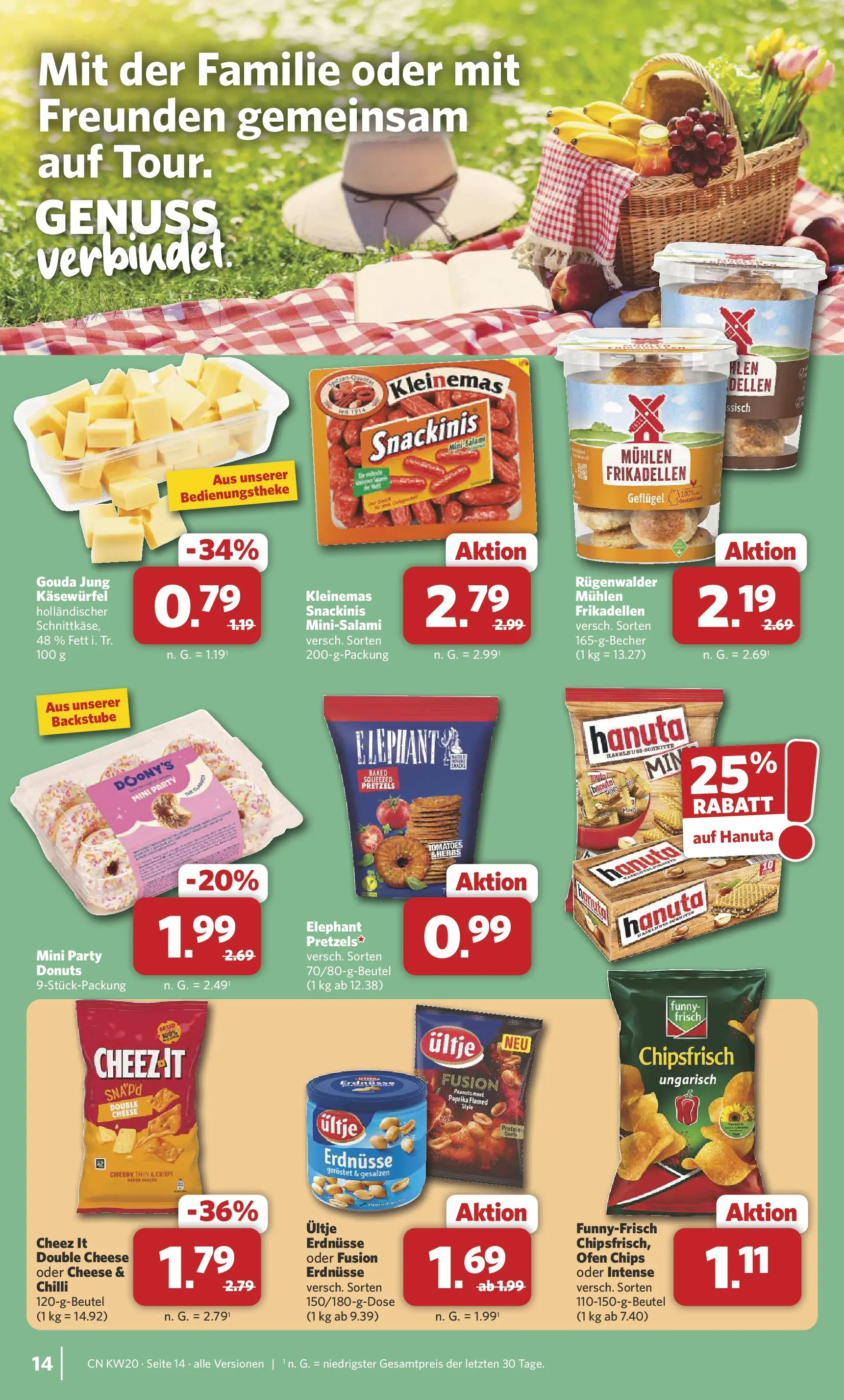 Combi Prospekt Detmold (ab 11.05.2026) zum Blättern | Seite: 14 | Produkte: Erdnüsse, Funny frisch, Donuts, Chips