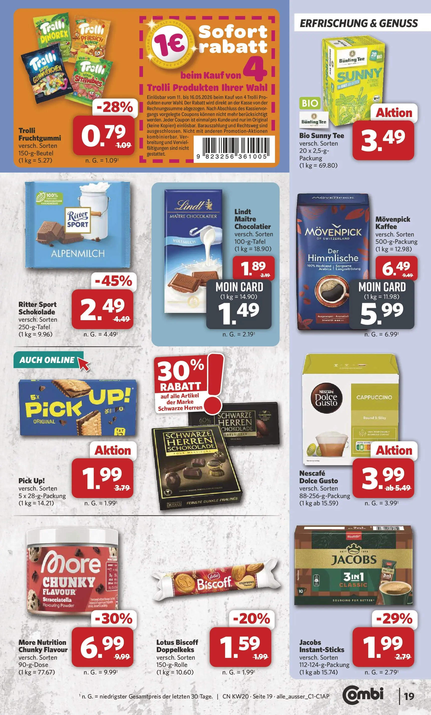 Combi Prospekt Detmold (ab 11.05.2026) zum Blättern | Seite: 19 | Produkte: Schokolade, Zitrone, Tee, Lindt