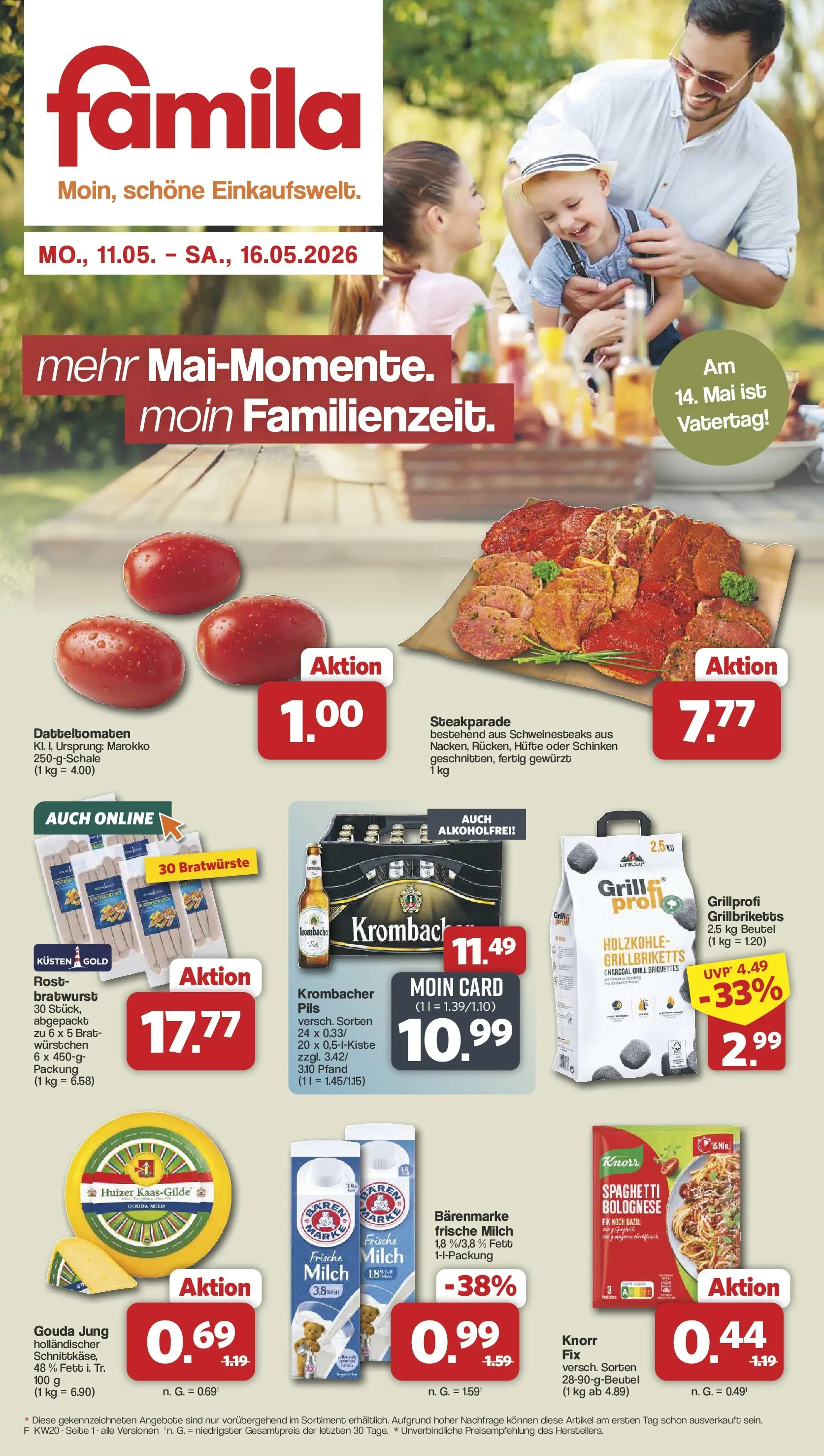 Famila Nordwest - Famila: Wochenangebote (ab 10.05.2026) zum Blättern | Seite: 1 | Produkte: Milch, Pils, Knorr, Schinken