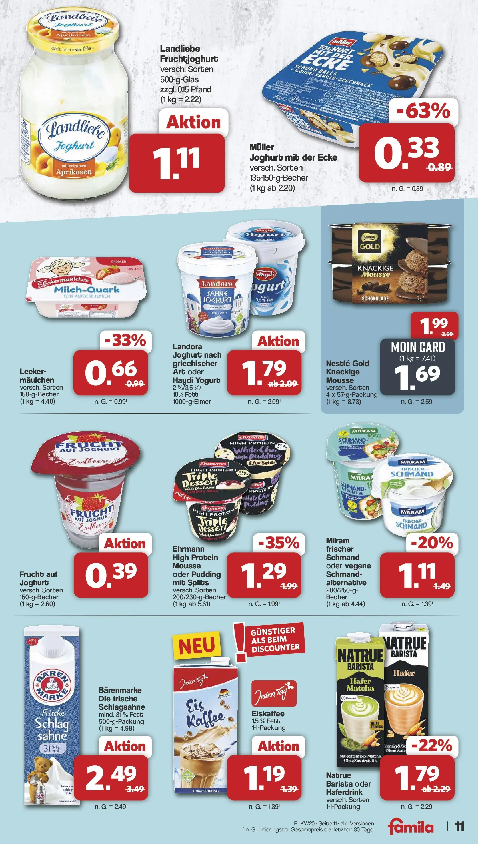 Famila Nordwest - Famila: Wochenangebote (ab 10.05.2026) zum Blättern | Seite: 11 | Produkte: Schlagsahne, Schokolade, Fruchtjoghurt, Pudding